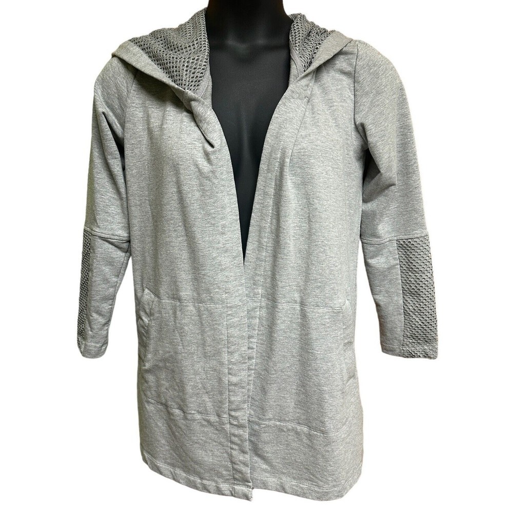 D & Co. Active Open Hoodie Jacket Women's Sz S‎ Front Pockets Casual Mesh Gray